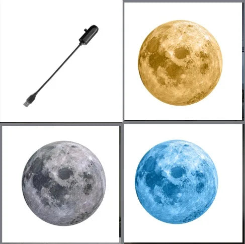 Veilleuse LED USB Lampe boule de cristal galaxie Lampe planète lune 3D 