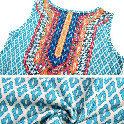 Women’s Floral Print Summer Dress – Round Neck Sleeveless Slim Fit Casual Mini Dress