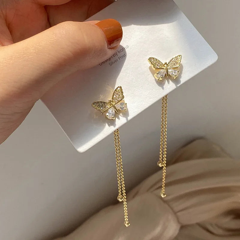 Damen-Ohrring mit Schmetterlings-Metallkette