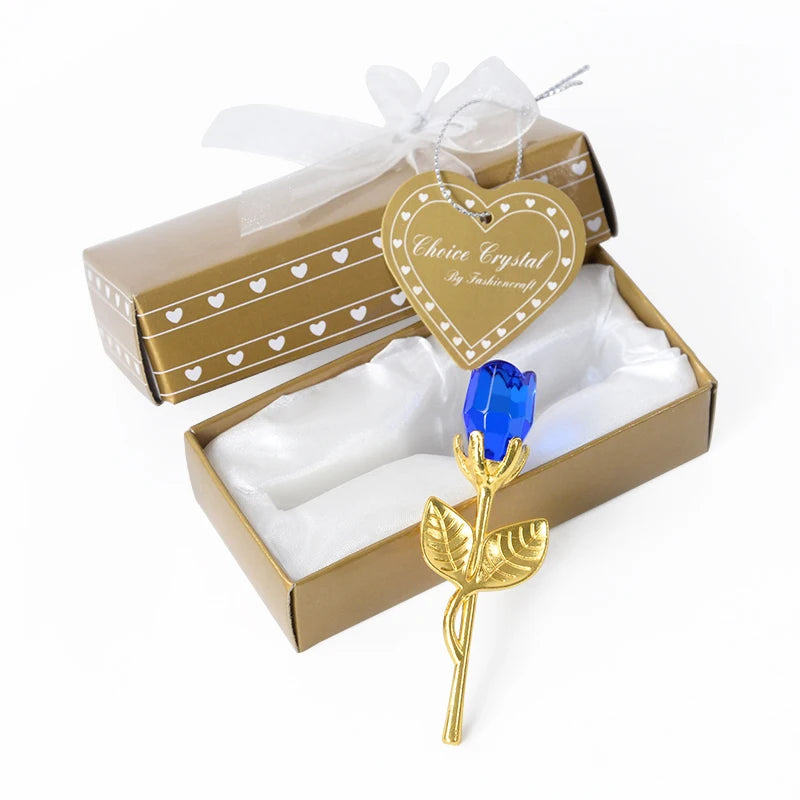 Valentines Day Gift Crystal Bear Glass Rose Artificial Flower 