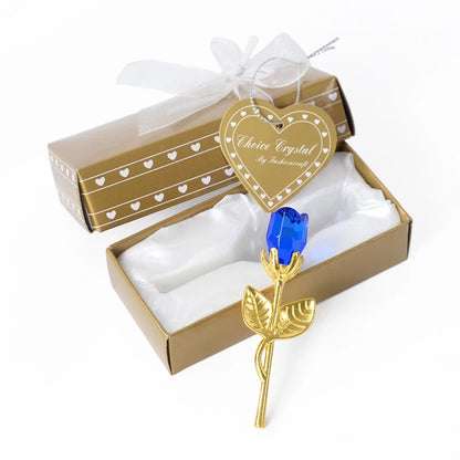 Valentines Day Gift Crystal Bear Glass Rose Artificial Flower 