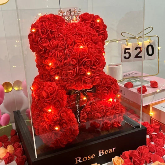 Artificial Flower Eternal Rose Teddy Bear Valentine's Day Anniversary Gifts