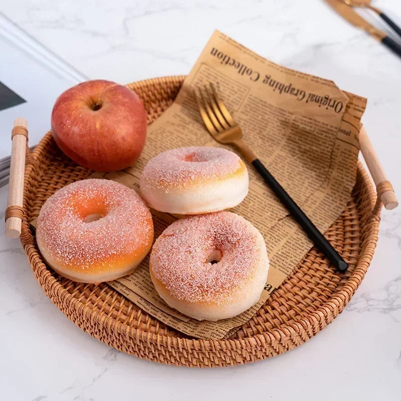 Artisanal Rattan Serving Tray Dual Handles Presentation Platter