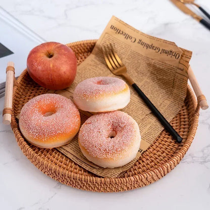 Artisanal Rattan Serving Tray Dual Handles Presentation Platter