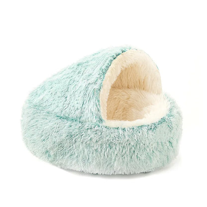 Autumn Winter Soft Plush Pet Semi-Enclosed Cave Cat Bed