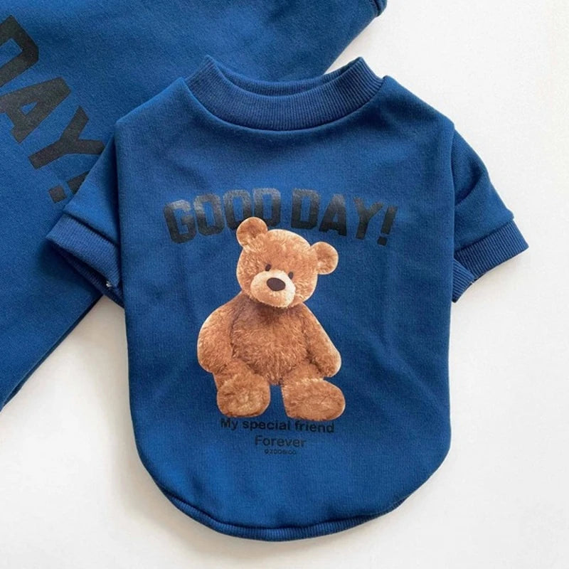 Autumn Bear Print Dog Clothes For Small Dogs