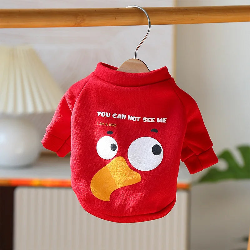 Autumn Winter Printed Warm Sweatshirt - Small Dog Apparel
