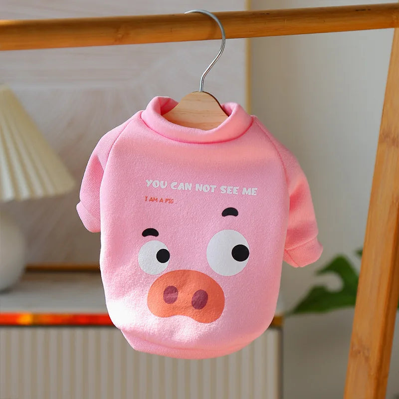 Autumn Winter Printed Warm Sweatshirt - Small Dog Apparel