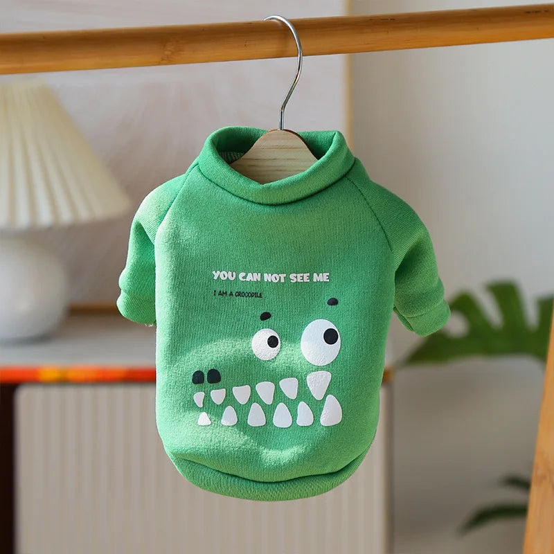 Autumn Winter Printed Warm Sweatshirt - Small Dog Apparel