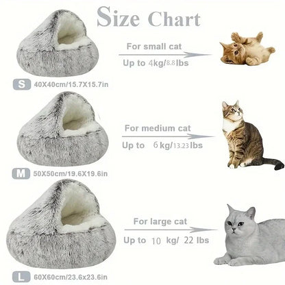 Autumn Winter Soft Plush Pet Semi-Enclosed Cave Cat Bed