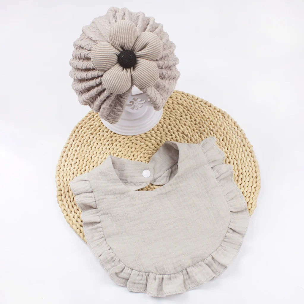 Baby Bib Set Soft Flower Ruffled