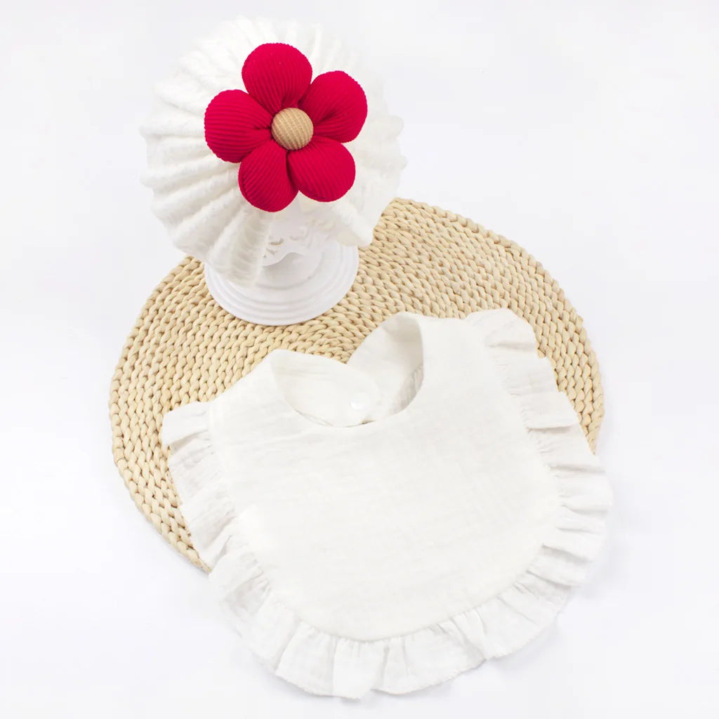 Baby Bib Set Soft Flower Ruffled