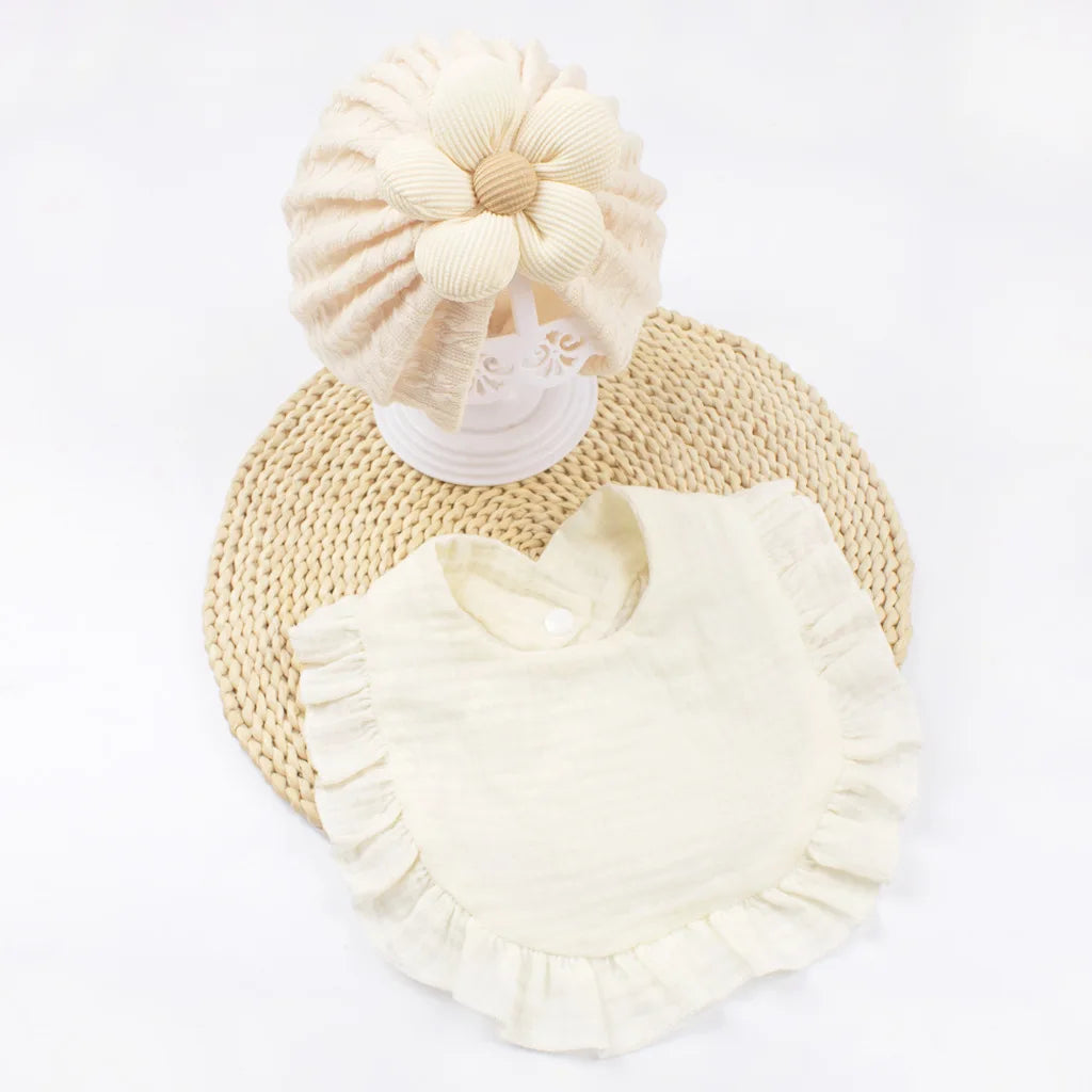 Baby Bib Set Soft Flower Ruffled