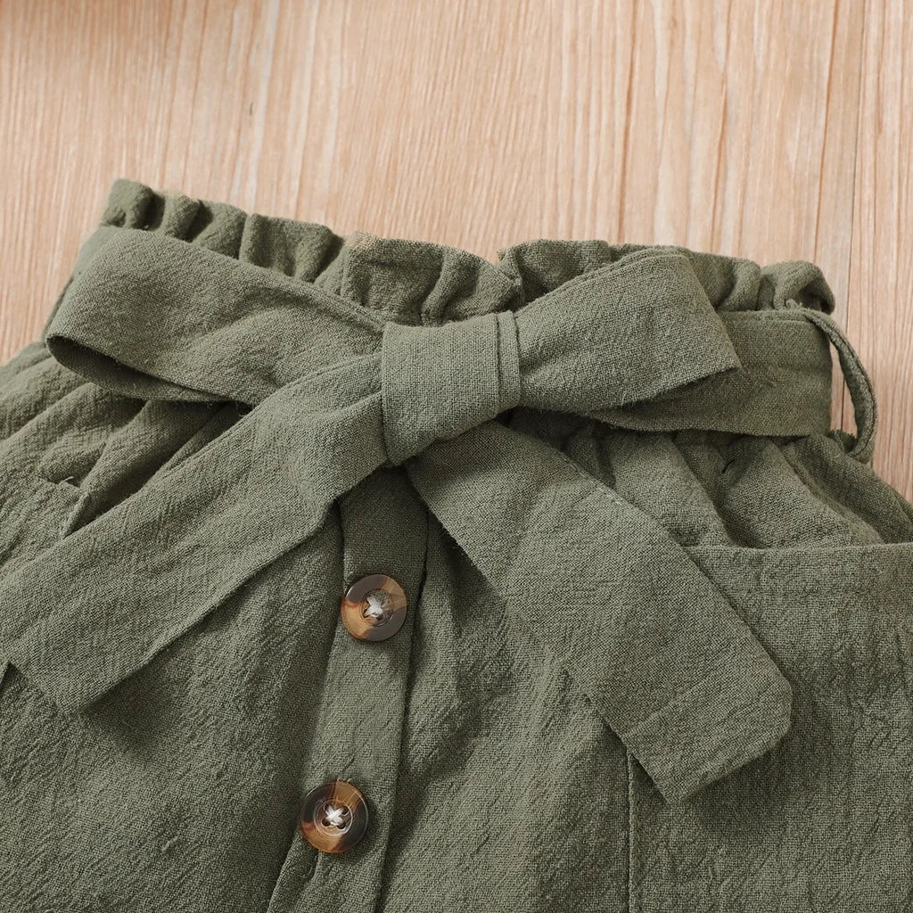 Baby Girl Clothing Set Ribbed Hanging Neck Top+Short Skirt Outfit