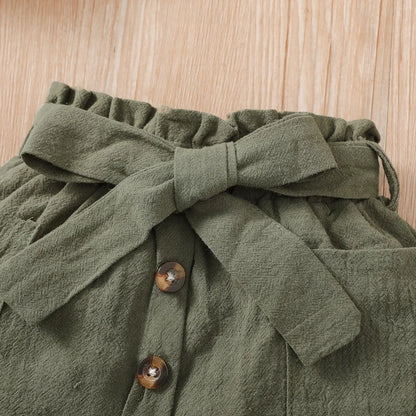 Baby Girl Clothing Set Ribbed Hanging Neck Top+Short Skirt Outfit