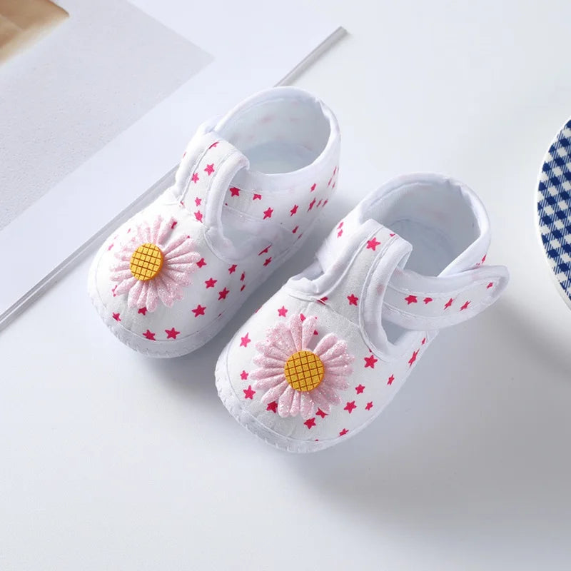 Baby Girl Floral Bow Tie Soft Sole Shoes