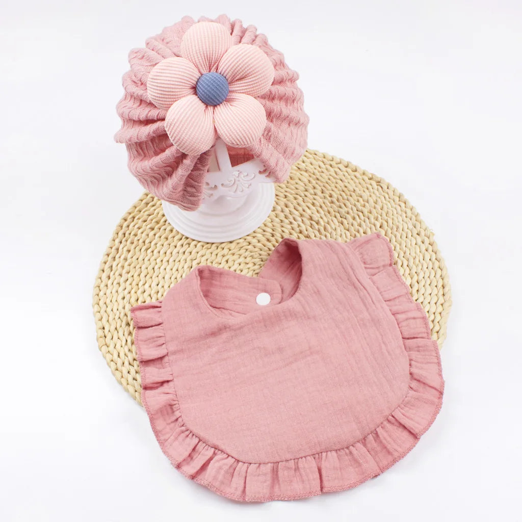 Baby Bib Set Soft Flower Ruffled