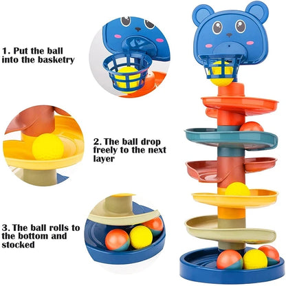 Montessori Rolling Ball Pile Tower Children Educational Toys