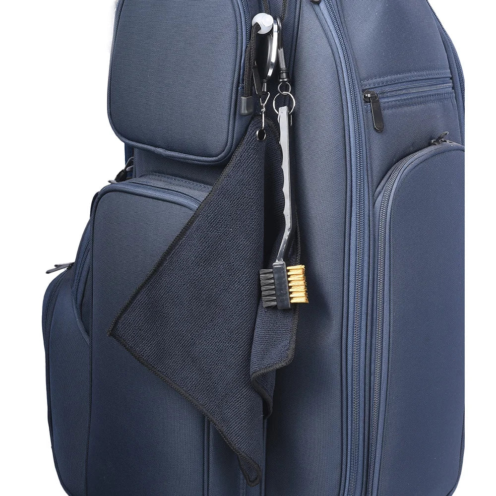 Black Cotton Golf Towel with Retractable Hook