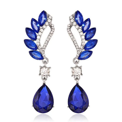 Blue/White Pear CZ Drop Earring
