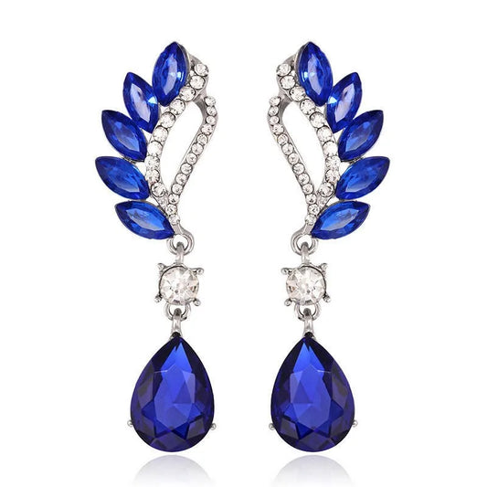Blue/White Pear CZ Drop Earring