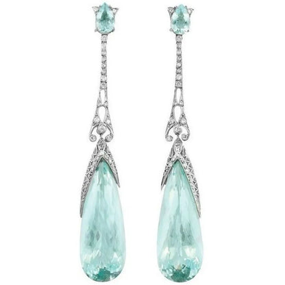 Blue/White Pear CZ Drop Earring
