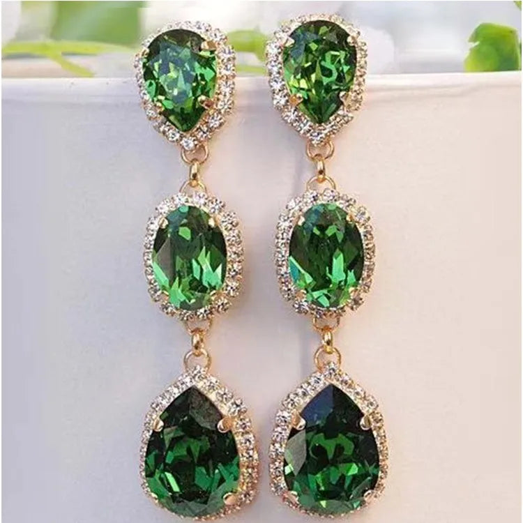 Blue/White Pear CZ Drop Earring
