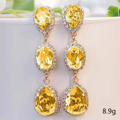 Blue/White Pear CZ Drop Earring