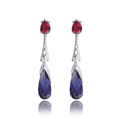 Blue/White Pear CZ Drop Earring