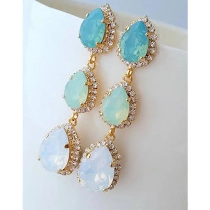 Blue/White Pear CZ Drop Earring
