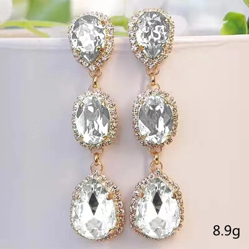 Blue/White Pear CZ Drop Earring