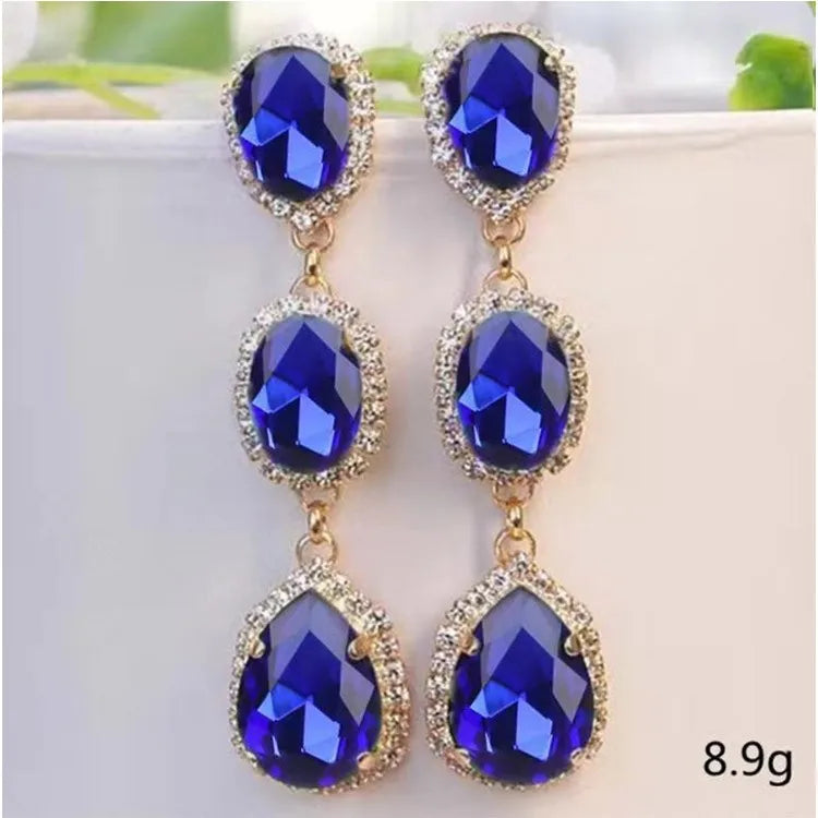 Blue/White Pear CZ Drop Earring
