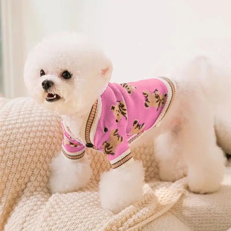 Breathable Striped Puppy Kitten Dog Cardigan Sweater