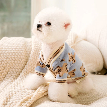 Breathable Striped Puppy Kitten Dog Cardigan Sweater