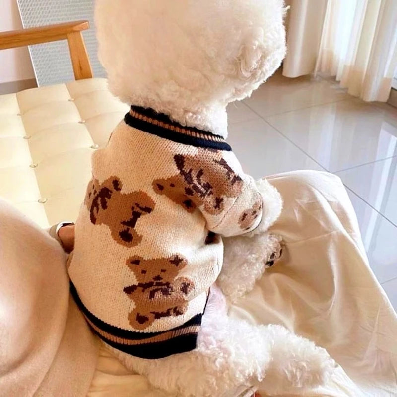 Breathable Striped Puppy Kitten Dog Cardigan Sweater