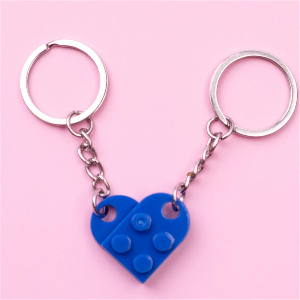 Love Heart Building Block Matching Keychains For Couples