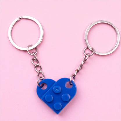 Love Heart Building Block Matching Keychains For Couples