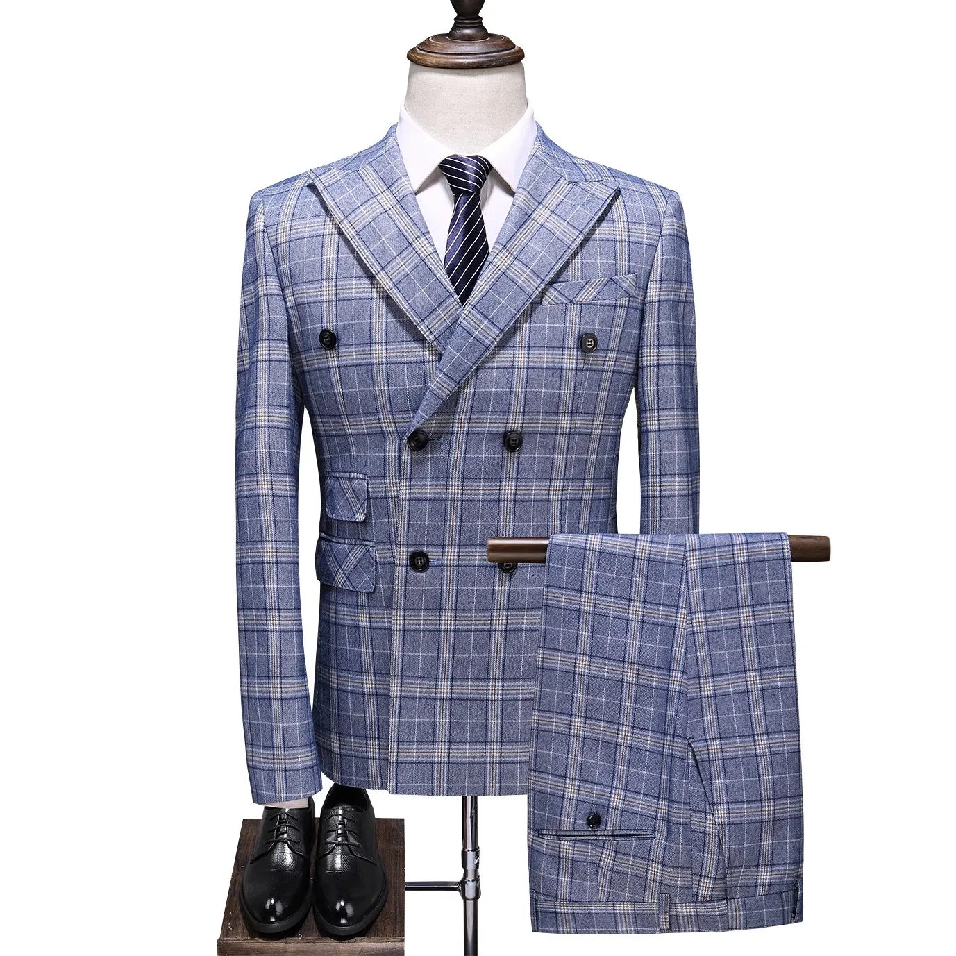Men's Slim & Fit Business Plaid Suit
