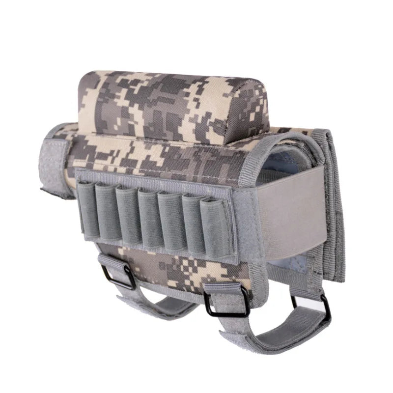 Camo Tactical Rifle Cheek Rest - Adjustable Ammo Holder Pouch