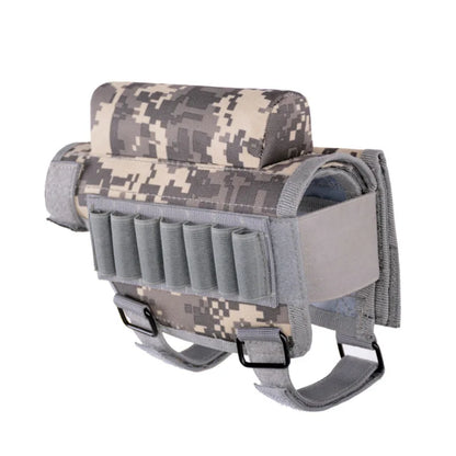 Camo Tactical Rifle Cheek Rest - Adjustable Ammo Holder Pouch