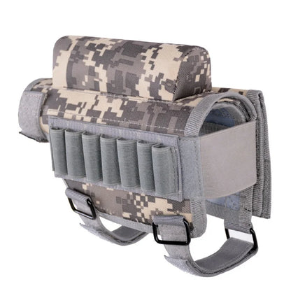 Camo Tactical Rifle Cheek Rest - Adjustable Ammo Holder Pouch