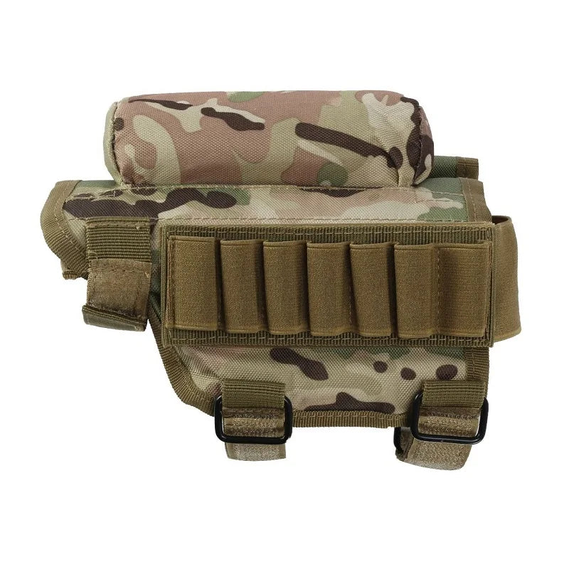Camo Tactical Rifle Cheek Rest - Adjustable Ammo Holder Pouch