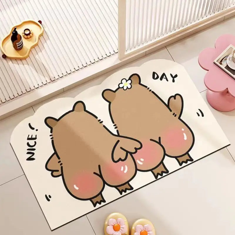 Niedliche, schnelltrocknende Badematte mit Cartoon-Motiv 
