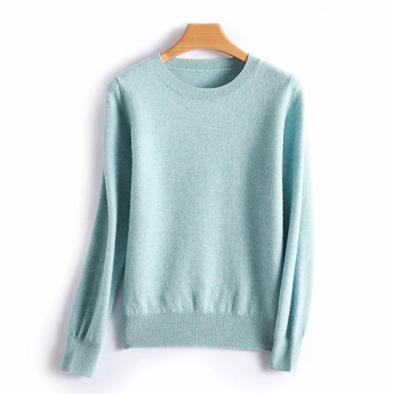 Cashmere Sweater Women's Crew Neck Pullover Women's Short Undercoat