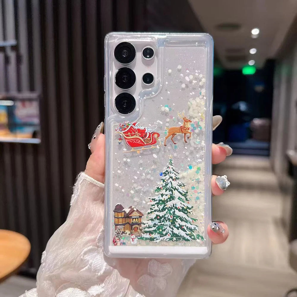 Christmas Dynamic Quicksand Liquid Glitter Phone Case
