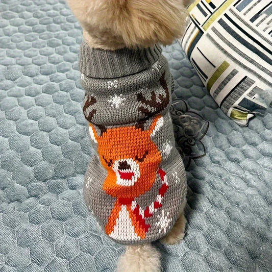 Christmas Printed Small Dog Knitted Sweater