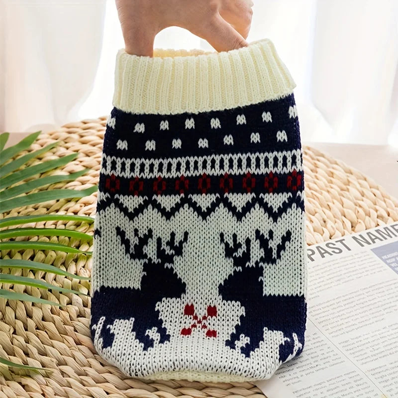 Christmas Printed Small Dog Knitted Sweater