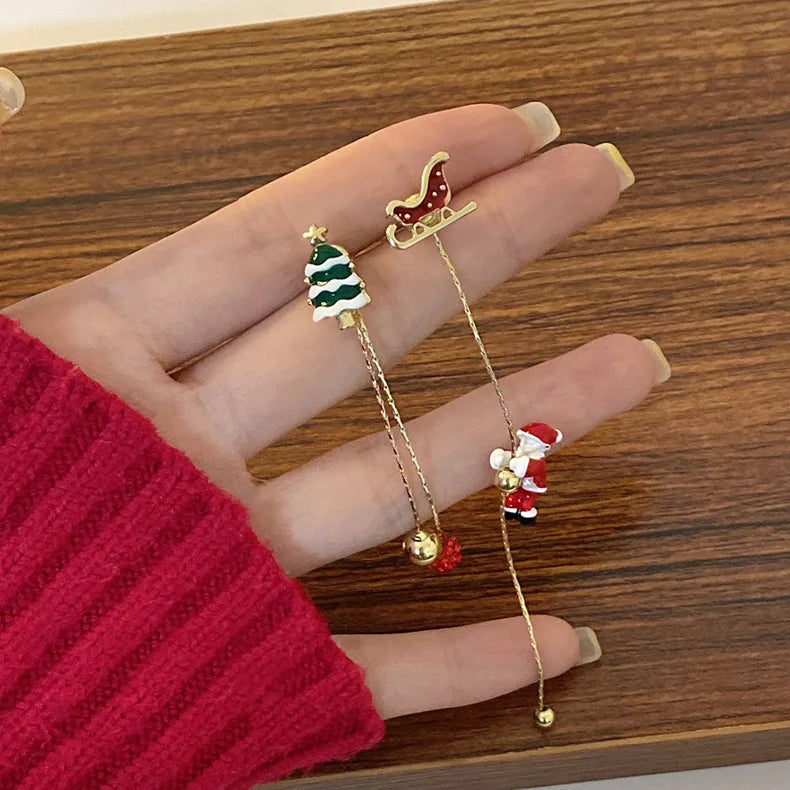 Christmas Tree Earrings | Santa Claus Snowman Drop Jewelry Gift