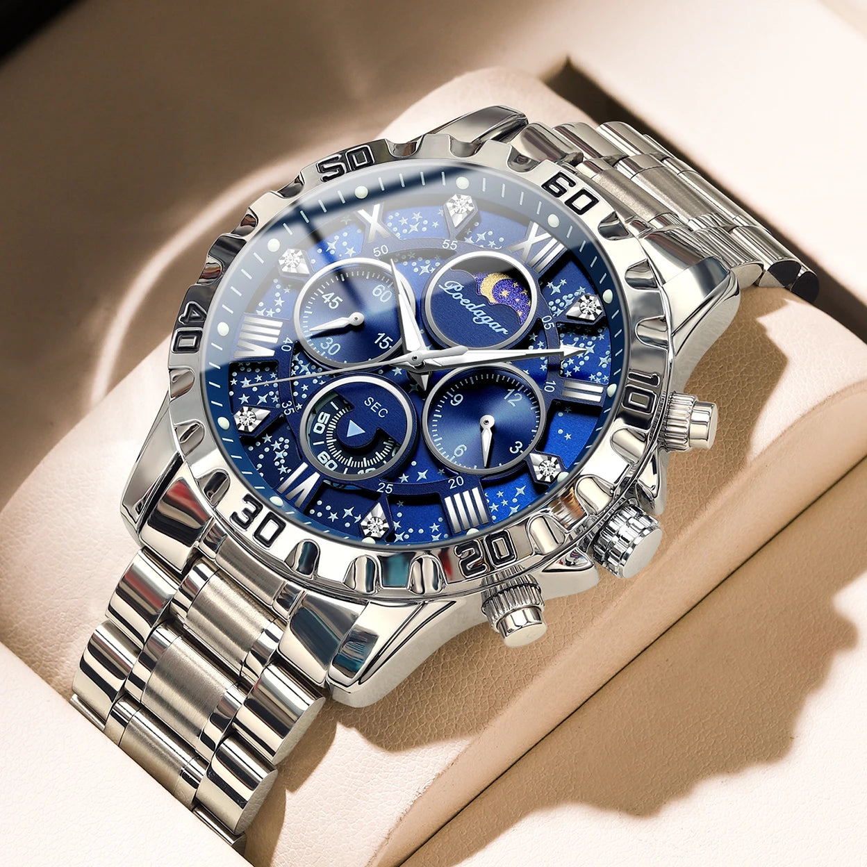 Luxury Stainless Steel Chronograph Sports Watch