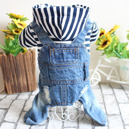 Classic Hoodie Vintage Washed Dog Denim Overalls